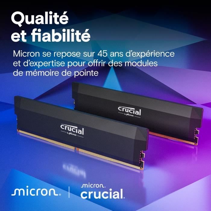 CRUCIAL Memory RAM PRO DDR5 - 6400 MHZ - 32GB Kit (16GBx2 - OC Gaming Memory Black - CP2K16G64C38U5B