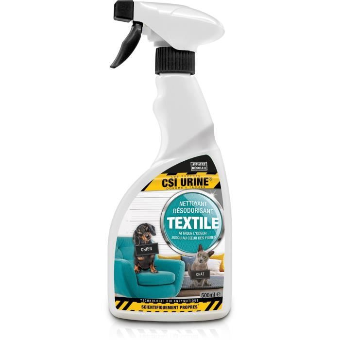 Textile deodorizing cleaner - CSI URINE - 500ML - Eliminates odors, digests stains, pro-bacteria and natural enzymes