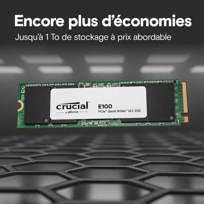 Internal SSD - CRUCIAL - E100 - 1 TB - PCIe Gen4 NVMe M.2 - Up to 5000 MB/s