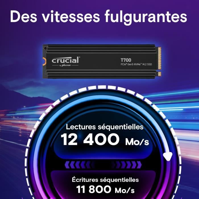 Crucial T700 - Internal SSD - 2 TB - PCI Express 5.0 (NVMe)