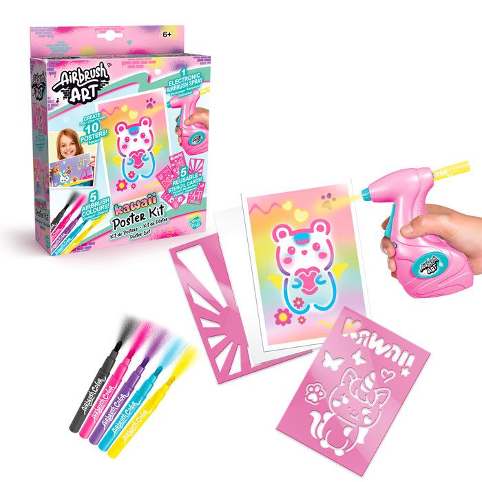 Canal Toys - Airbrush Art - Poster Creation Kit with electronic spray, stencils and markers - AIR 015