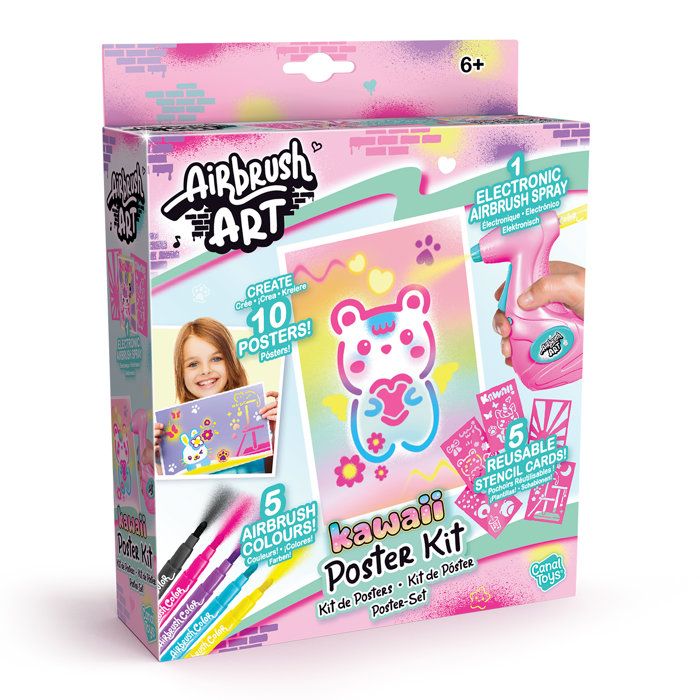 Canal Toys - Airbrush Art - Poster Creation Kit with electronic spray, stencils and markers - AIR 015