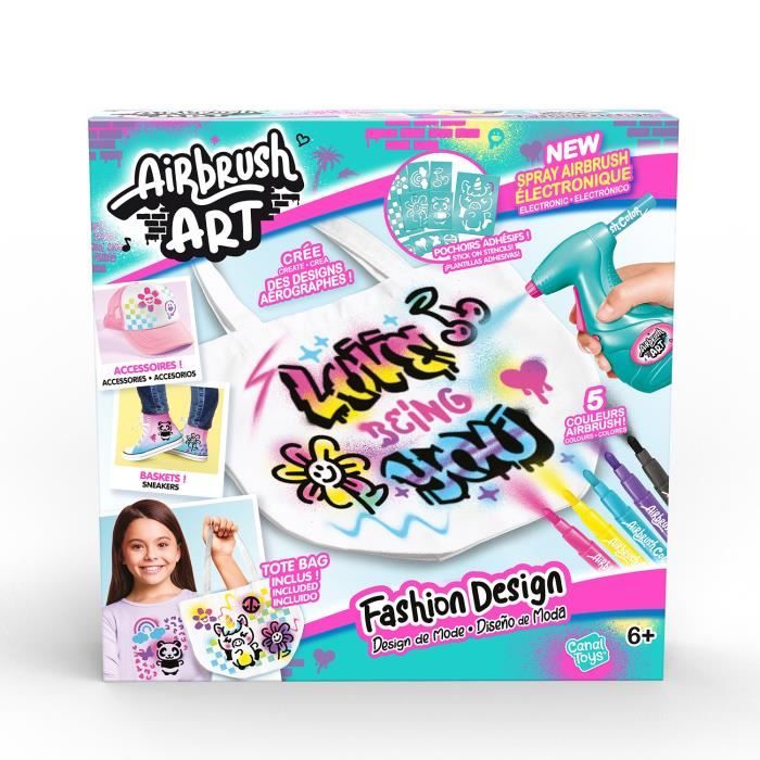 Canal Toys - Airbrush Art - Fashion Design Kit with electronic spray, stencils and markers - AIR 016