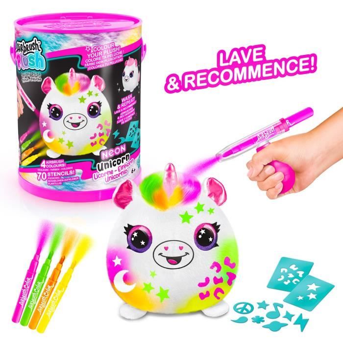 Canal Toys - Airbrush Plush - Neon Squish Plush Barrel with Felt Tips and Stencils - AIR 022