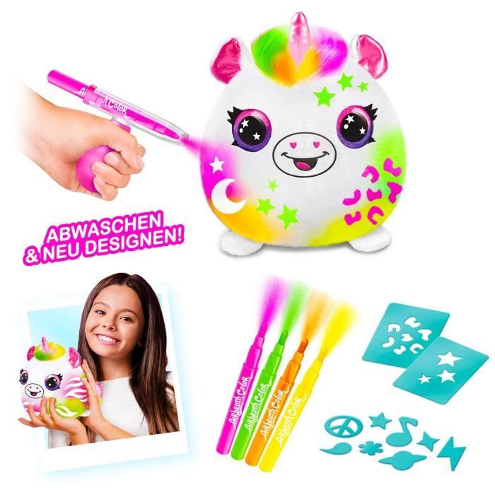 Canal Toys - Airbrush Plush - Neon Squish Plush Barrel with Felt Tips and Stencils - AIR 022