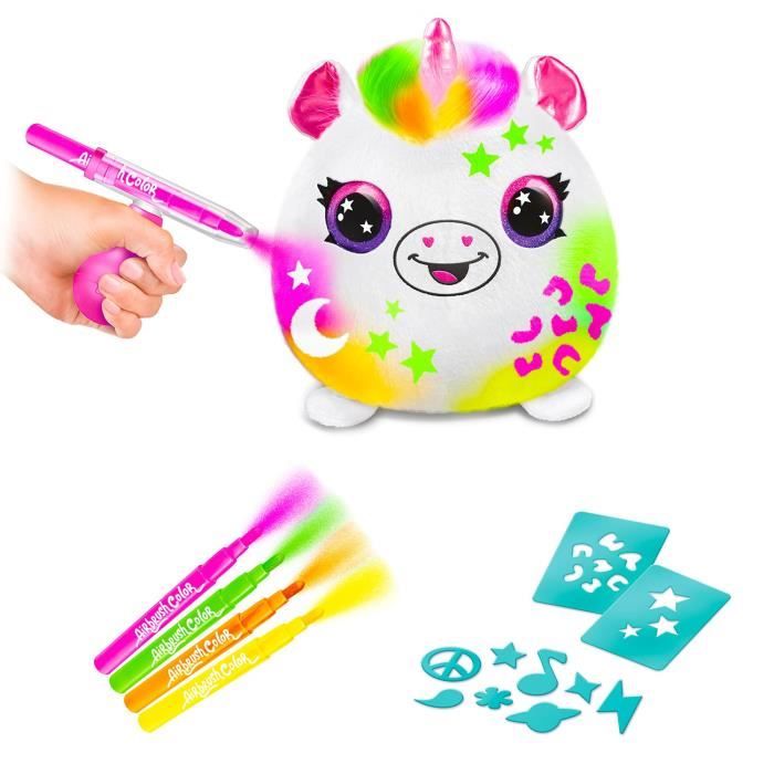 Canal Toys - Airbrush Plush - Neon Squish Plush Barrel with Felt Tips and Stencils - AIR 022