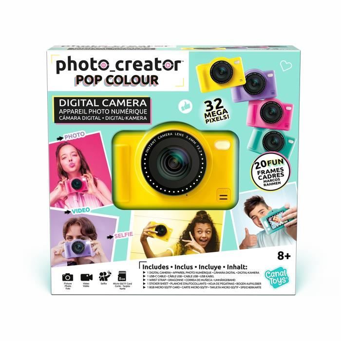 Canal Toys - Photo Creator - Pop Digital Camera Yellow Color - With 32GB SD card included