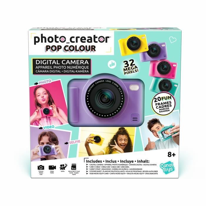 Canal Toys - Photo Creator - Pop Color Digital Camera Purple - With 32GB SD Card Included