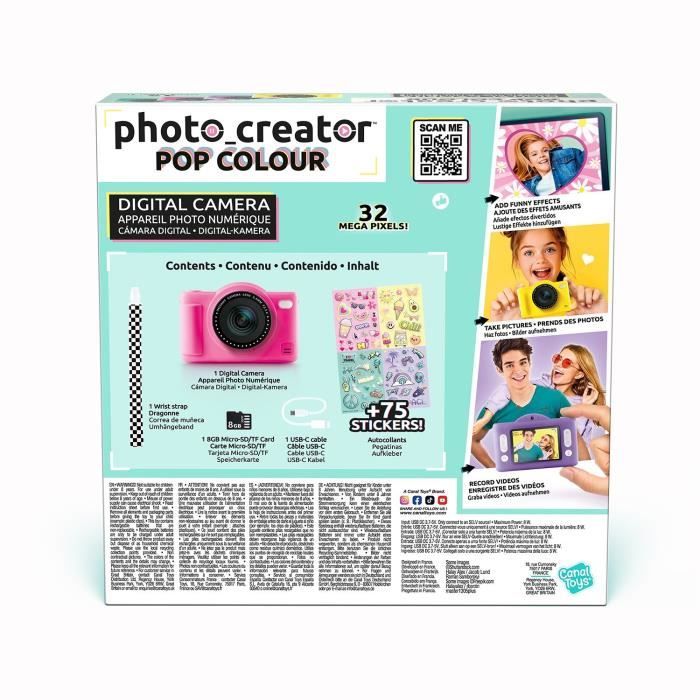 Canal Toys - Photo Creator - Pop Digital Camera Pink Color - With 32GB SD card included