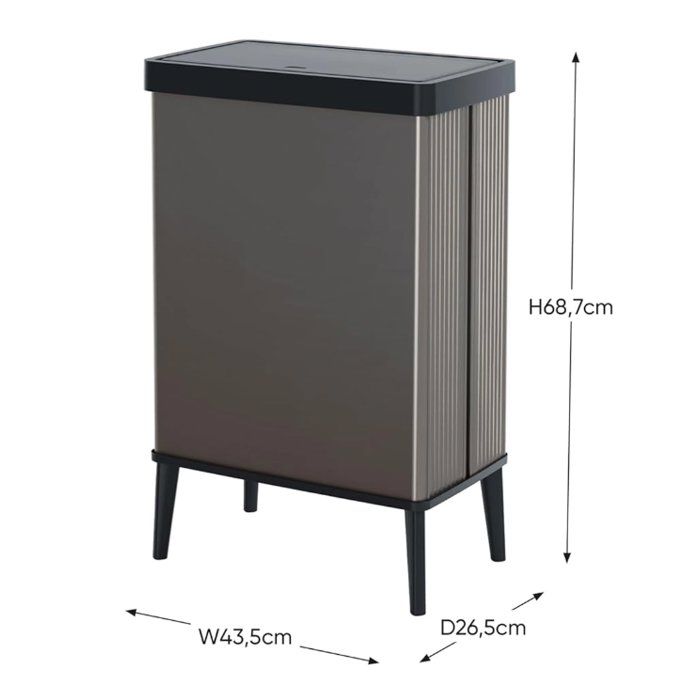 Floor-standing bin - VERTO - CURVER - Touch opening - 54 L - Pearl grey
