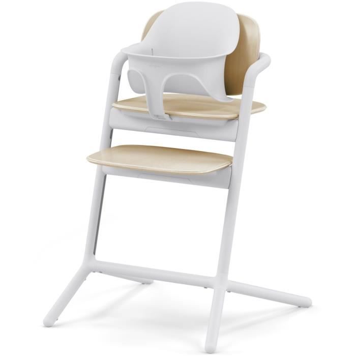 CYBEX - High chair - 3 in 1 pack - LEMO 2 - White/Wood - Adjustable in height and depth - Baby set included