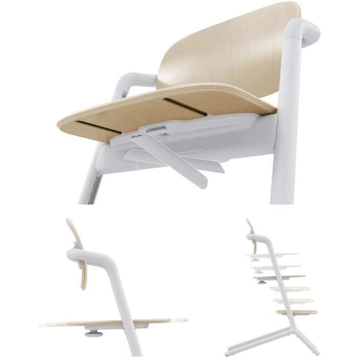 CYBEX - High chair - 3 in 1 pack - LEMO 2 - White/Wood - Adjustable in height and depth - Baby set included