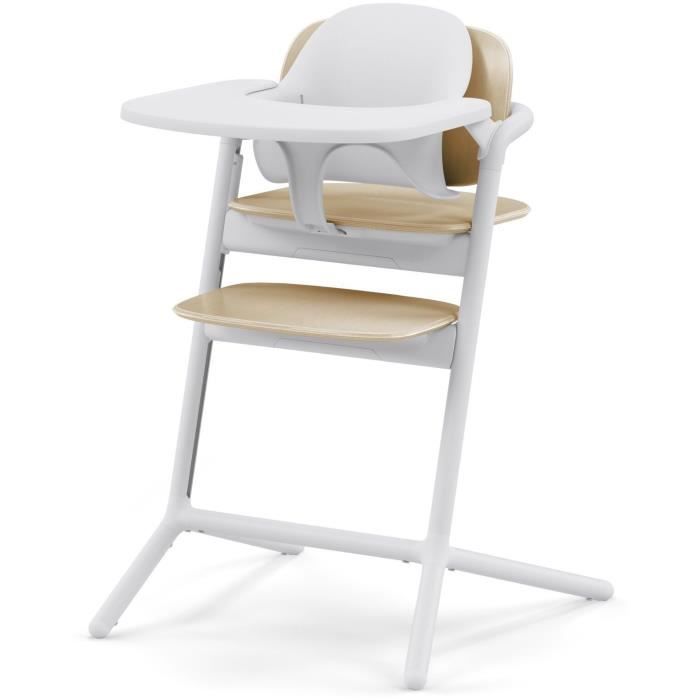 CYBEX - High chair - 3 in 1 pack - LEMO 2 - White/Wood - Adjustable in height and depth - Baby set included