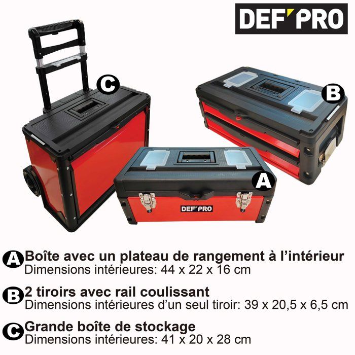 DEFPRO tool trolley 3 stackable modules