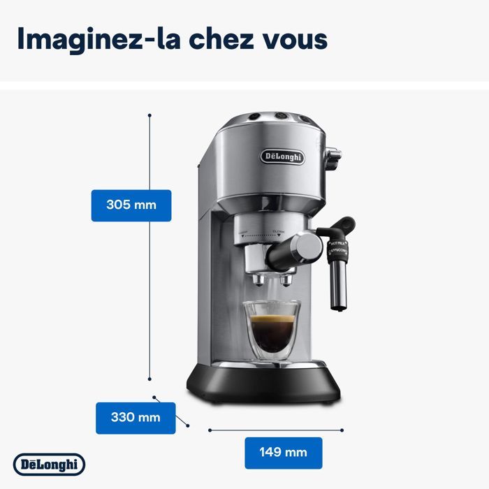 Classic espresso machine - Delonghi EC685.M Dedica Style - stainless steel