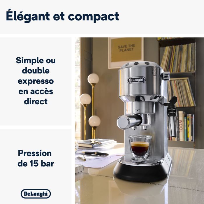 Classic espresso machine - Delonghi EC685.M Dedica Style - stainless steel
