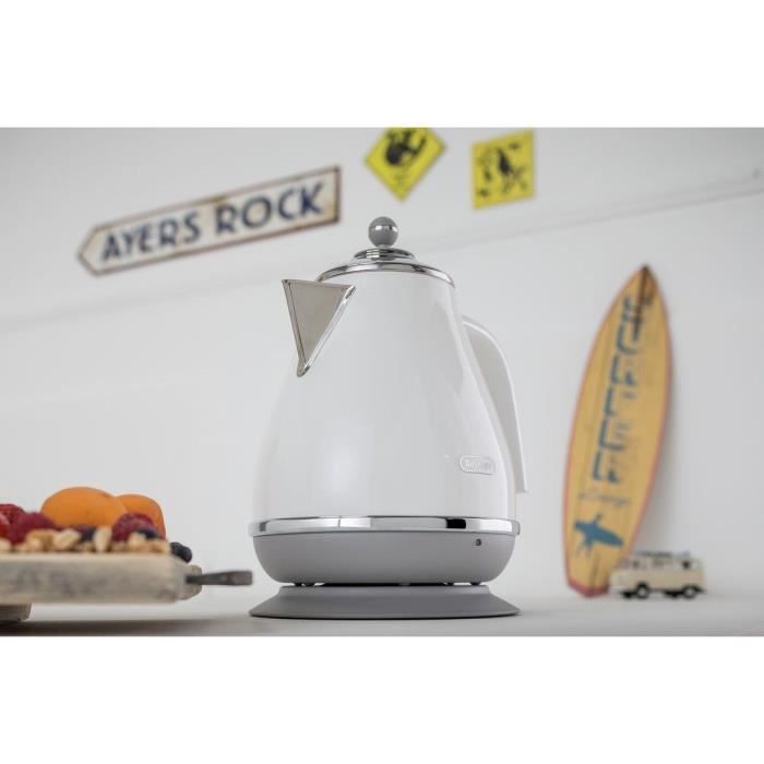 DELONGHI ICONA CAPITALS kettle - 1.7L - Stainless steel - Removable and 360° swivel base - Anti-limescale filter - White
