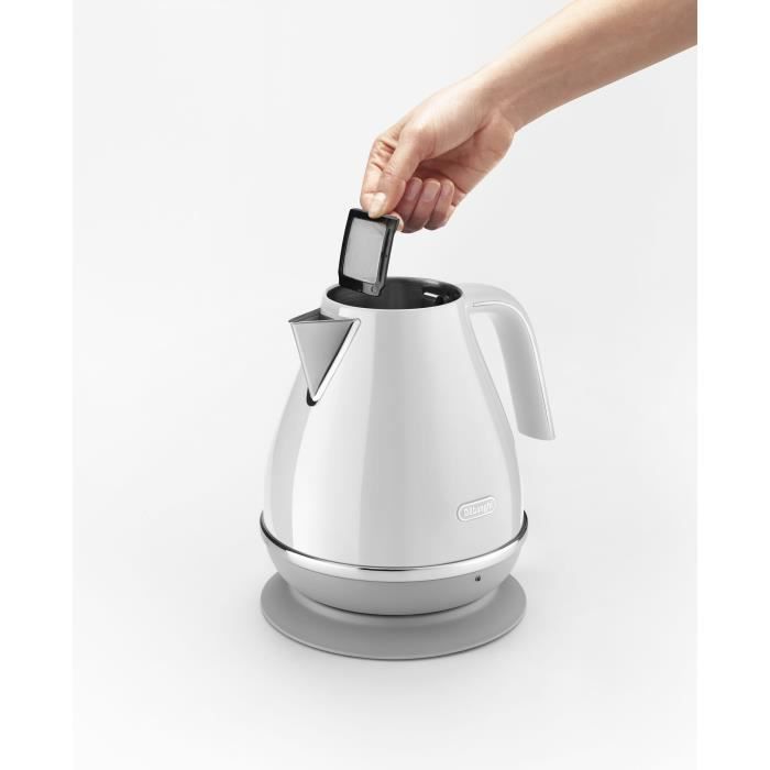 DELONGHI ICONA CAPITALS kettle - 1.7L - Stainless steel - Removable and 360° swivel base - Anti-limescale filter - White