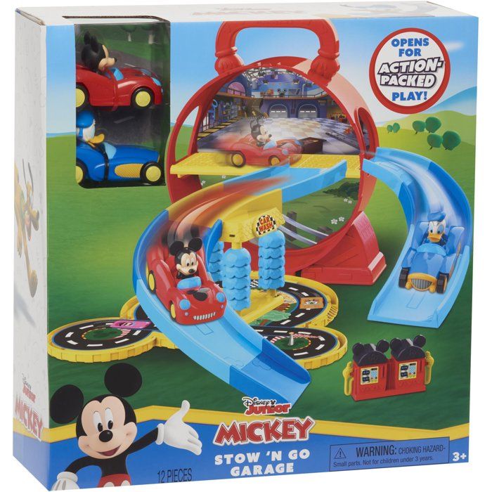 Portable Garage - DISNEY - Mickey Mouse Stow N' Go - 12 accessories - 2 vehicles included