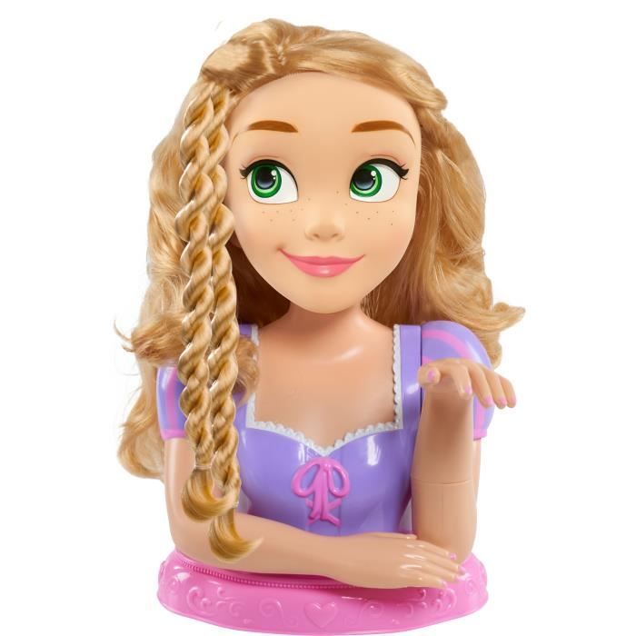 Hairdressing head - DISNEY - Rapunzel Deluxe - 12 accessories - Fake nail polish bottle - Hairdressing guide