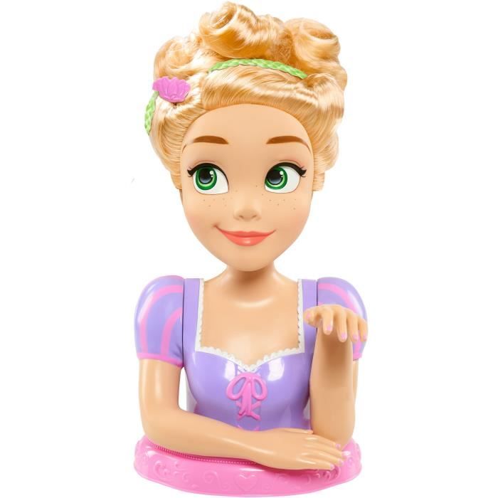 Hairdressing head - DISNEY - Rapunzel Deluxe - 12 accessories - Fake nail polish bottle - Hairdressing guide