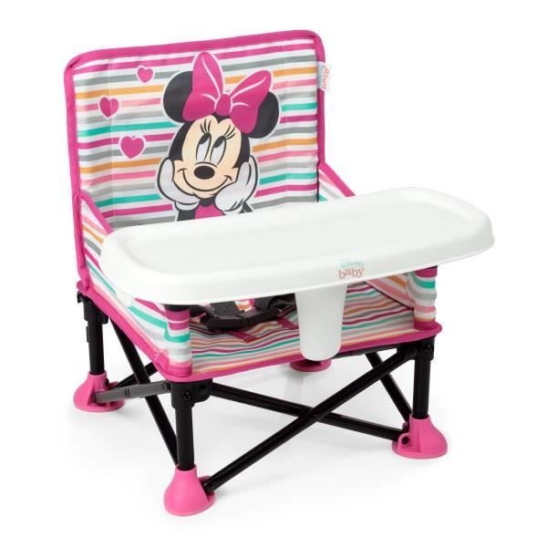 DISNEY BABY Minnie Mouse Booster Seat, Pop 'n Sit, Indoor, Outdoor, Convenient & Compact, Quick Fold, Pink