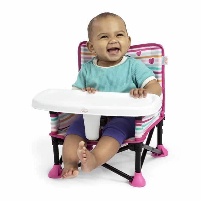 DISNEY BABY Minnie Mouse Booster Seat, Pop 'n Sit, Indoor, Outdoor, Convenient & Compact, Quick Fold, Pink