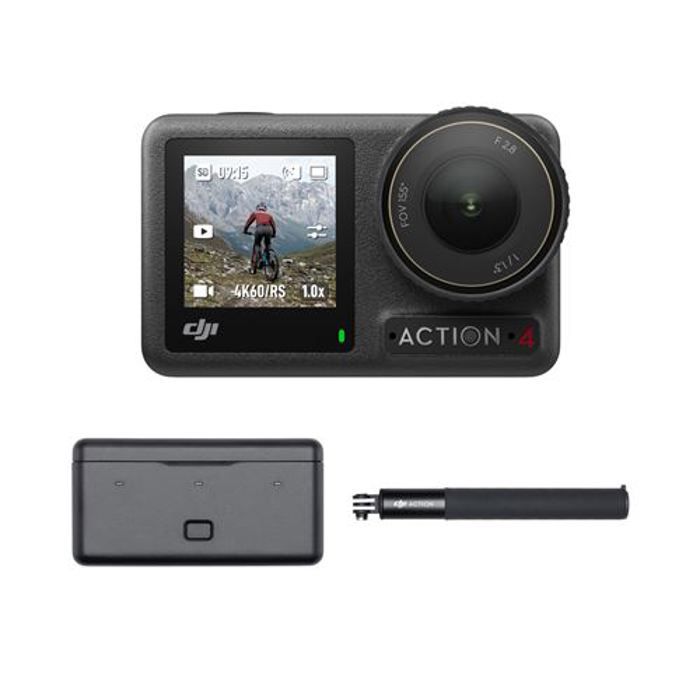 Action Camera - DJI - Osmo Action 4 Adventure Combo - 1/1.3 inch Sensor - 4K/120 fps - Ultra-wide FOV of 155
