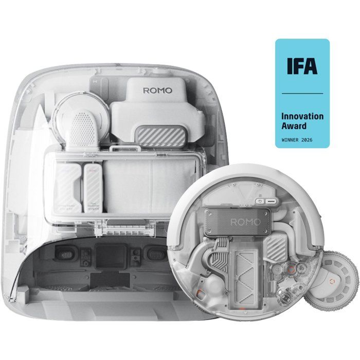 DJI ROMO P2 - Robot Vacuum and Mop - High-Temperature Self-Cleaning Docking Station - 36,000 Pa - Quiet