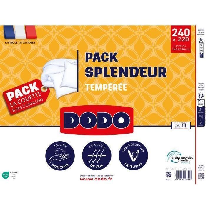 Duvet pack 220 x 240 cm + 2 pillows 60 x 60 cm - Splendor - 100% Polyester FCS 300 g/m² - White - Dodo garnishing