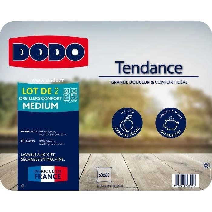 Dodo lot of 2 trendy pillows - 60 x 60 cm - 100% polyester fiber hollow silicone polyester - white