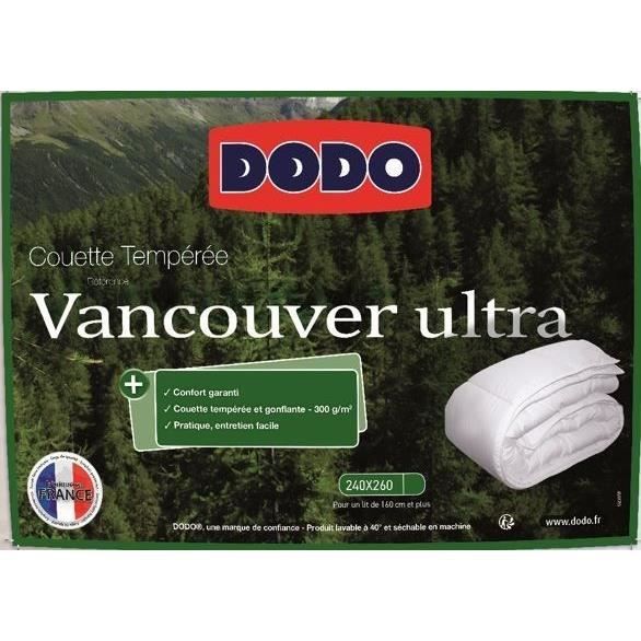 Duvet 240 x 260 cm - Dodo - Temperate - 100% Polyester fiber - For 2 people - White