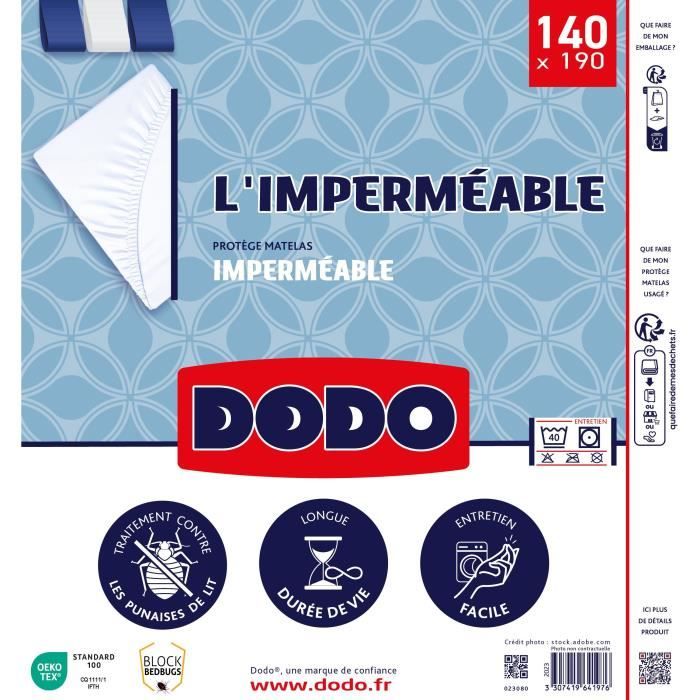 Waterproof mattress protector - 140x190 cm - Cotton/Polyester - Anti -bedbugs
