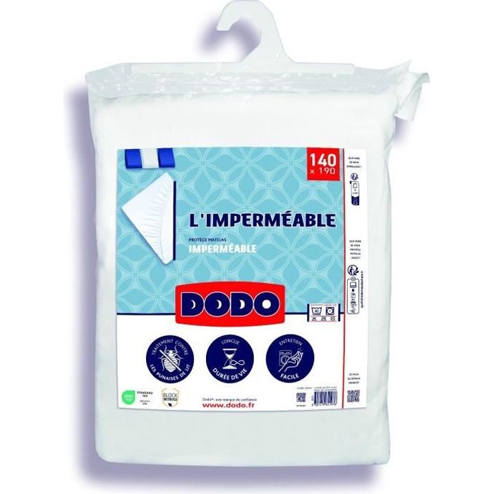 Waterproof mattress protector - 140x190 cm - Cotton/Polyester - Anti -bedbugs