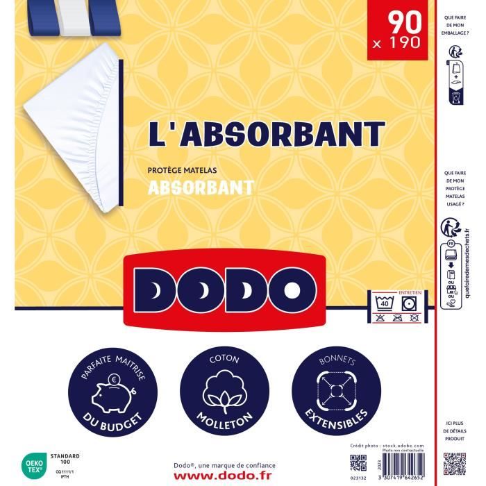 Absorbent mattress protector - 90x190 cm - polyester