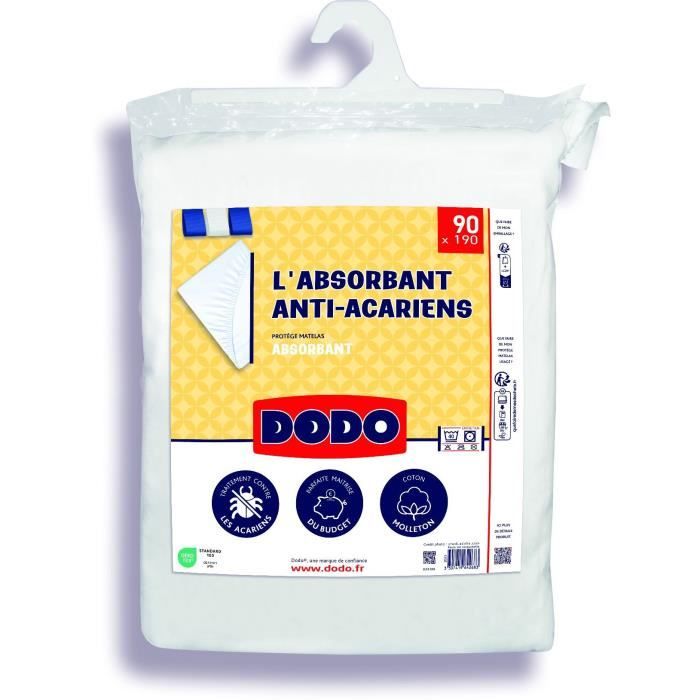 Absorbent mattress protector - 90x190 cm - cotton - anti -mite