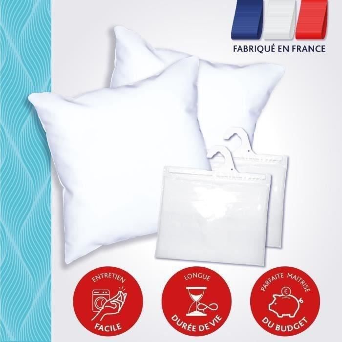 DODO Pack 2 trendy pillows 60x60cm + 2 waterproof pillow protectors 60x60 cm - 100% Polyester filling