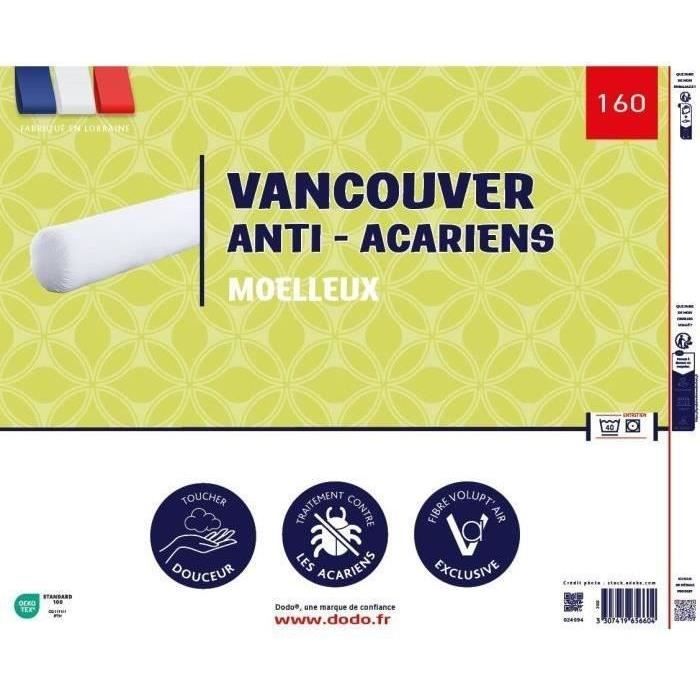 VANCOUVER bolster 160 cm - anti-mite - 100% Polyester - DODO