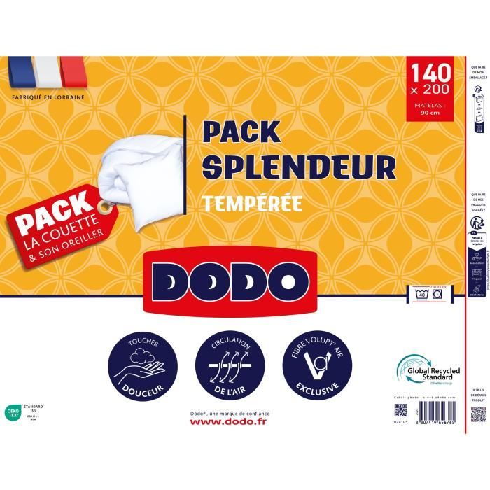 Duvet pack 140x200 cm + 1 pillow 60x60 cm - Splendeur - 100% Polyester Volupt'air 300G/M² filling - DODO