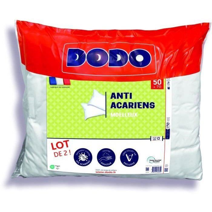 Set of 2 anti-mite pillows 50x70 cm - 100% Polyester - DODO