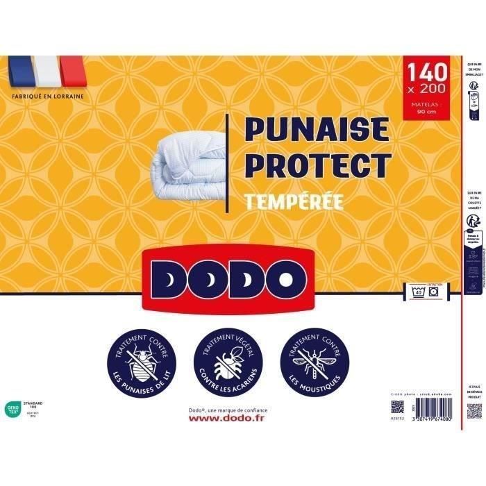 DODO temperate duvet 140x200 cm - 1 person - Anti-bug, anti-mite protection - 300G/m² - White - Made in France