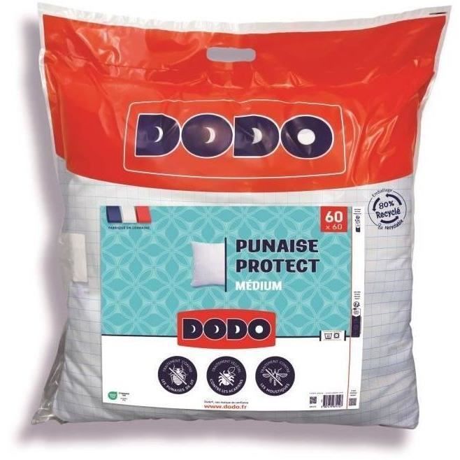 DODO medium pillow 60x60 cm - Anti-bug, anti-mite protection - 550 gr - White - Made in France