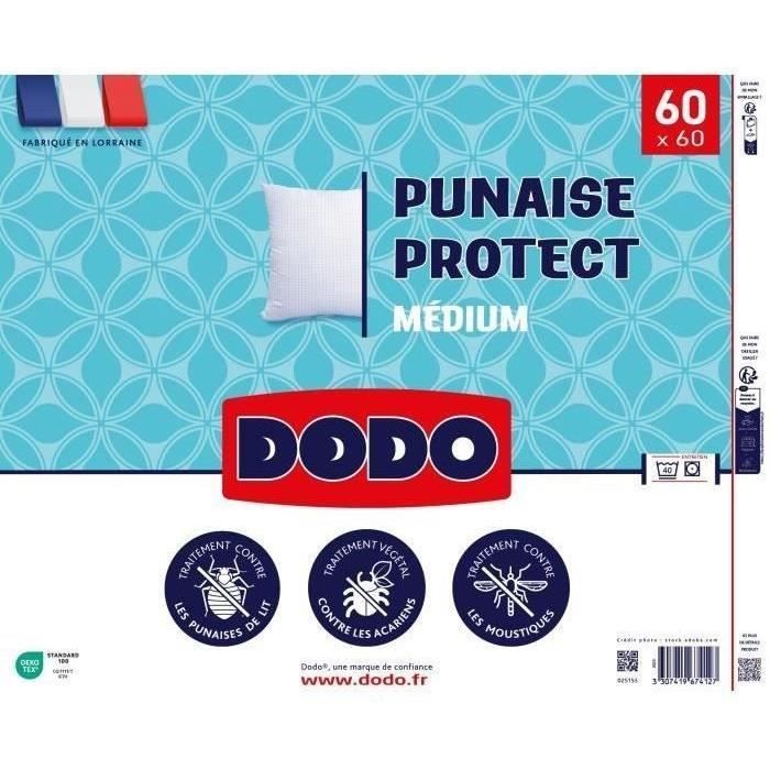 DODO medium pillow 60x60 cm - Anti-bug, anti-mite protection - 550 gr - White - Made in France