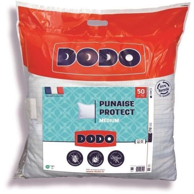 DODO medium pillow 50x70 cm - Anti-bug, anti-mite protection - 550 gr - White - Made in France