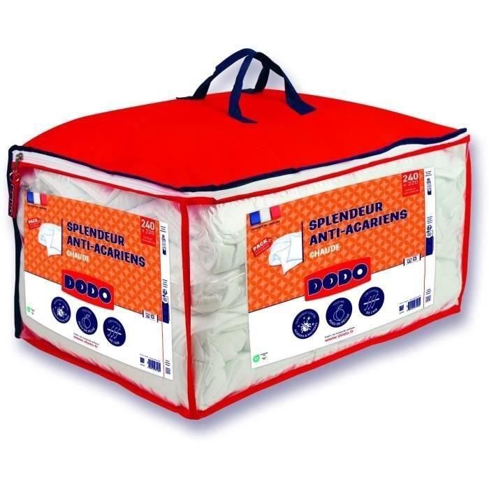 DODO Pack Warm anti-mite duvet 220x240 cm + 2 pillows 60x60 cm - Splendor - 100% volupt'air filling 350gr/m² - White