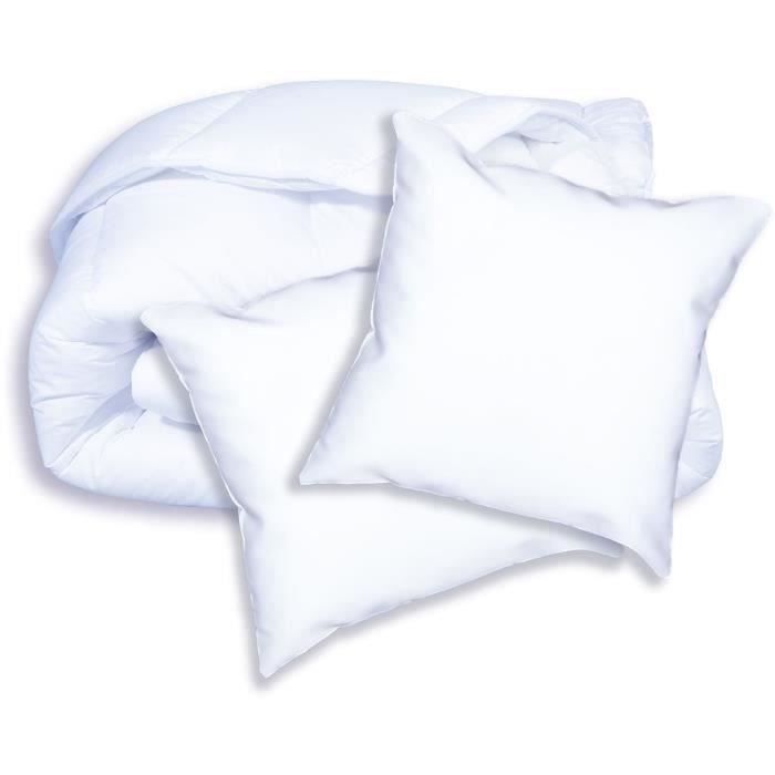 DODO Pack Warm anti-mite duvet 220x240 cm + 2 pillows 60x60 cm - Splendor - 100% volupt'air filling 350gr/m² - White