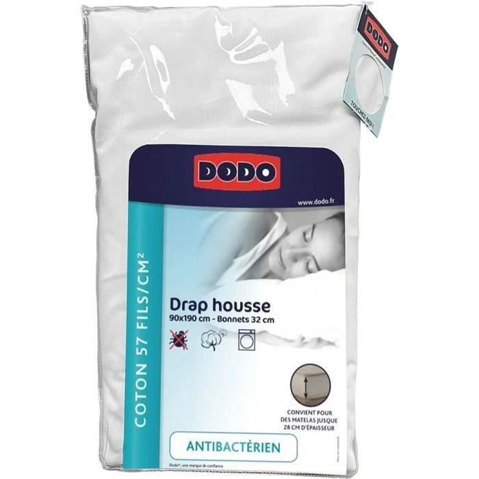 Dodo cover sheet - 90x190 cm - Cotton - 32 cm cut - White - Made in France
