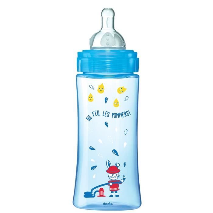 DODIE Initiation Bottle + 330ml BLUE FIREFIGHTER - +6 months - round teat 3 speeds - flow 3