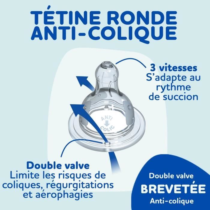 DODIE Set of 4 birth bottles Round Anti-Colic Teat (2x150mL and 2x270mL), + a birth pacifier