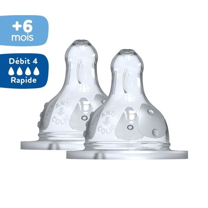 DODIE Initiation Teat + 3-speed round Supernova - wide neck - +6 months - flow silicone 4 - thick liquid - set of 2